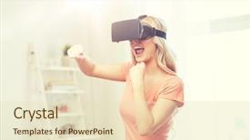  Presentation with virtual technology - Slide set featuring free 3d - 3d technology virtual reality entertainment background and a soft green colored foreground