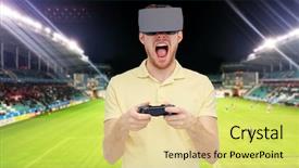  Presentation with virtual technology - Slides enhanced with free 3d - 3d technology virtual reality sport background and a yellow colored foreground