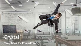  Presentation with office - Beautiful presentation featuring free success business - jumping businessman in office mixed backdrop and a gray colored foreground
