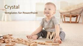  Presentation with letters - Cool new slide deck with free preschool - cute little child playing backdrop and a lemonade colored foreground