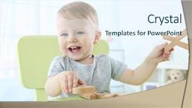  Presentation with letter - Slides featuring little child playing with letter background and a soft green colored foreground