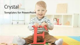  Presentation with letter - Beautiful slide set featuring free preschool - cute little child with letter backdrop and a lemonade colored foreground