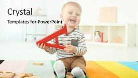  Presentation with letter - Beautiful theme featuring free preschool - cute little child with letter backdrop and a cream colored foreground