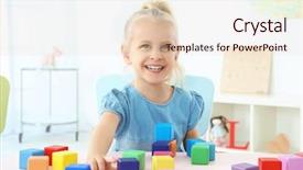  Presentation with hipster girl playing tetris game - PPT layouts consisting of free preschool - cute little girl playing background and a white colored foreground
