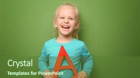  Presentation with letter - PPT layouts consisting of alphabets free - cute little girl with letter background and a  colored foreground