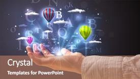  Presentation with shining - Slide set consisting of travel concept glowing text travel - young woman holding shining letters background and a coral colored foreground