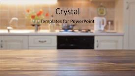  Presentation with napkin - Audience pleasing PPT layouts consisting of free abstract - blurred kitchen interior and napkin backdrop and a coral colored foreground