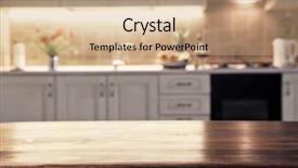  Presentation with napkin - Presentation design featuring free abstract - blurred kitchen interior and napkin background and a coral colored foreground