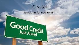  Presentation with sun rays on blue sky - Cool new presentation theme with free abstract - good credit green road sign backdrop and a teal colored foreground