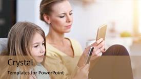  Presentation with addiction - Presentation consisting of free addiction - young mom and her little background and a  colored foreground