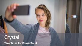  Presentation with online shopping store - Colorful slide set enhanced with free addiction - young woman shopping backdrop and a dark gray colored foreground