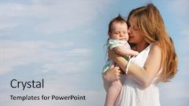  Presentation with mother baby - Amazing PPT layouts having free adoption - mother and baby on sky backdrop and a  colored foreground