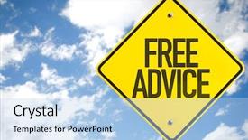  Presentation with free counseling - Colorful PPT theme enhanced with free advice sign with sky backdrop and a light blue colored foreground