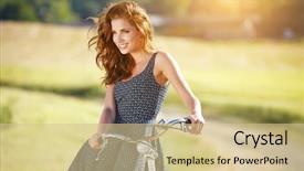  Presentation with summer time - PPT theme enhanced with free agriculture - beautiful vintage girl sitting next background and a soft green colored foreground