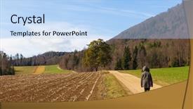  Presentation with autumn view autumn nature - Amazing slide deck having free agriculture - children in nature fields backdrop and a light blue colored foreground