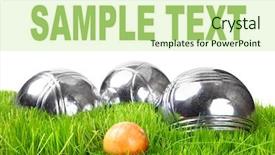  Presentation with free - PPT layouts featuring free aim - bocce balls on a green background and a soft green colored foreground