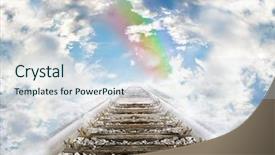  Presentation with sky rainbow - Amazing slide deck having free aim - railroad leading to the cloudy backdrop and a  colored foreground