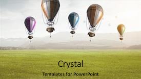  Presentation with air blue aircraft - Presentation theme enhanced with free aircraft - air balloon in blue sky background and a gold colored foreground