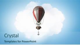  Presentation with air blue aircraft - Presentation theme featuring free aircraft - air balloon in blue sky background and a  colored foreground
