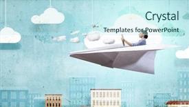  Presentation with family dreams of vacation - Amazing PPT theme having free aircraft - dreaming for vacation mixed media backdrop and a  colored foreground