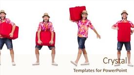  Presentation with luggage - Colorful presentation theme enhanced with free airport - travel vacation concept with luggage backdrop and a  colored foreground