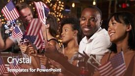  Presentation with 4th july - Slides consisting of free american flag - friends celebrating july 4th background and a tawny brown colored foreground