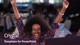  Presentation with workplace - PPT theme having free analysis - young black woman at her background and a wine colored foreground