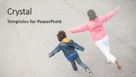  Presentation with running - Slides having free arabic - jumping running kid background and a light gray colored foreground