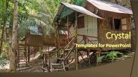  Presentation with hut - Presentation design featuring free architecture - bamboo hut on koh chang background and a tawny brown colored foreground