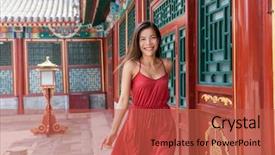  Presentation with old china - Presentation theme having free architecture - chinese woman walking at old background and a red colored foreground