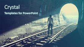  Presentation with end - Beautiful presentation design featuring free architecture - exit from darkness - light backdrop and a ocean colored foreground