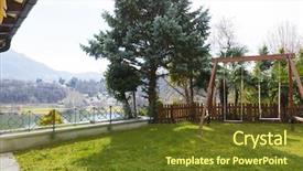  Presentation with villa - Amazing PPT layouts having free architecture - exteriors of modern villa empty backdrop and a  colored foreground