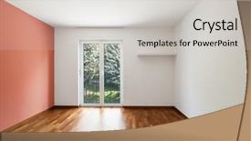  Presentation with opening ceremony of house - PPT theme enhanced with free architecture - modern house interior empty open background and a light gray colored foreground