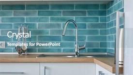  Presentation with kitchen furniture - Amazing slide deck having free architecture - modern white kitchen furniture backdrop and a teal colored foreground