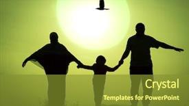  Presentation with free family - PPT layouts featuring free art - silhouette of happy family holding background and a gold colored foreground