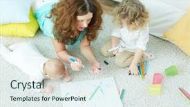  Presentation with free family - Slide set featuring free baby - above view of a happy background and a sky blue colored foreground