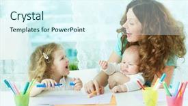  Presentation with mother baby - PPT layouts enhanced with free baby - beautiful mother and her children background and a sky blue colored foreground