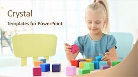  Presentation with baby girl - PPT theme featuring free baby - cute little girl playing background and a cream colored foreground