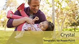  Presentation with daughter - Colorful presentation theme enhanced with free baby - dad cradling toddler daughter backdrop and a yellow colored foreground