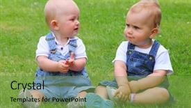  Presentation with children talking - PPT layouts having free baby - two talking children on green background and a seafoam green colored foreground