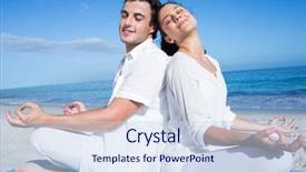  Presentation with yoga - Beautiful slide deck featuring free back - happy couple doing yoga beside backdrop and a sky blue colored foreground
