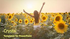  Presentation with flower woman - Slide set featuring free background flower - beautiful young woman background and a tawny brown colored foreground