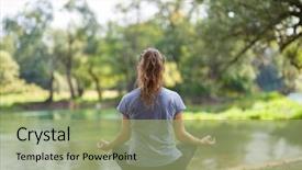  Presentation with nature river - Amazing theme having free banking - healthy woman relaxing while meditating backdrop and a mint green colored foreground