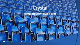  Presentation with stadium - Audience pleasing PPT theme consisting of free baseball - blue seats on stadium backdrop and a ocean colored foreground