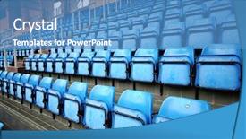  Presentation with stadium - Beautiful PPT theme featuring free baseball - blue seats on stadium backdrop and a teal colored foreground