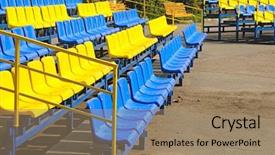  Presentation with stadium - Theme having free baseball - empty plastic stadium seats background and a coral colored foreground