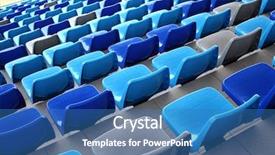  Presentation with generic seated cricket stadium - Audience pleasing slide deck consisting of free baseball - stadium chair backdrop and a teal colored foreground