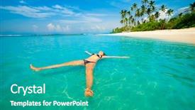  Presentation with woman in sea - Slide deck featuring  background and a  colored foreground.