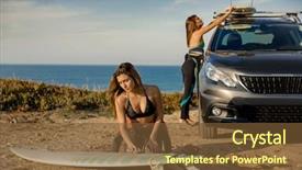  Presentation with girls scouts - Cool new slide set with free best - two beautiful surfer girls near backdrop and a tawny brown colored foreground