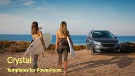  Presentation with surfing - Presentation design enhanced with free best - two beautiful surfer girls near background and a tawny brown colored foreground